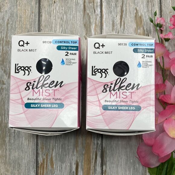 Silken Mist Silky Sheer Leg Control Top Sheer Toe Pantyhose 2, 2-Packs Size Q+ - Picture 1 of 7